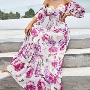 MULTICOLOR PREMIUM QUALITY AND BRAND BLACK TIE MAXI DRESS